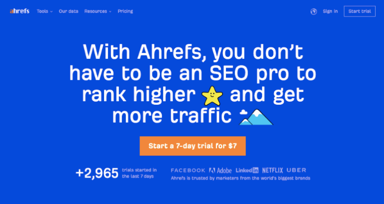 página de inicio de ahrefs - IsItWP - Detector de temas gratuito de WordPress