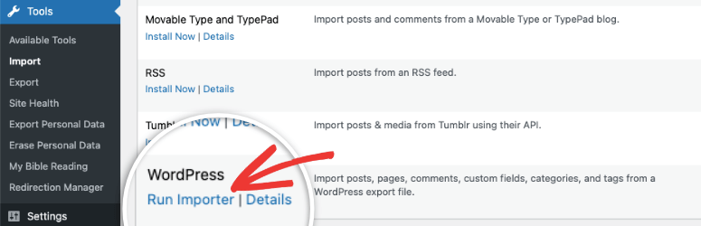 ejecutar importador - IsItWP - Detector de temas gratuito de WordPress