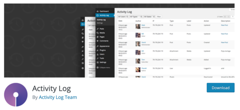 Activitylog - IsItWP - Detector de temas de WordPress gratuito