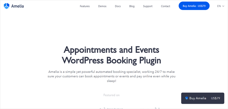 amelia - IsItWP - Detector de temas gratuito de WordPress