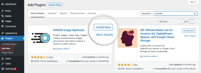 instalar el optimizador de imágenes ewww - IsItWP - Detector de temas de WordPress gratuito