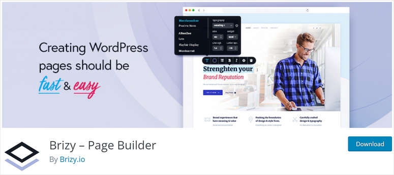 brizy page builder - IsItWP - Detector de temas gratuito de WordPress