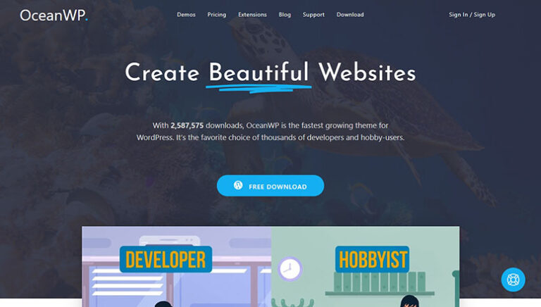 OceanWP - IsItWP - Detector de temas de WordPress gratuito