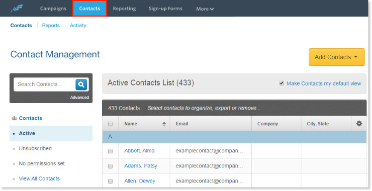 gestión-de-contactos-contacto-constante - IsItWP - Detector de temas de WordPress gratuito